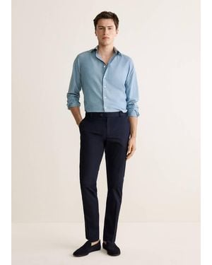 Mango 100% Cotton Slim Fit Shirt - Blue