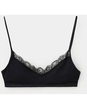 MANGO TEEN Triangle Lace Bra - Black