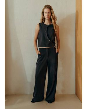 MANGO TEEN Asymmetric Pinstriped Waistcoat - Blue