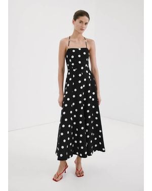 Mango Lyocell Polka Dot Dress - White
