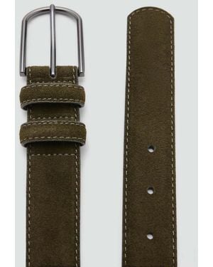 Mango Suede Leather Belt - Green