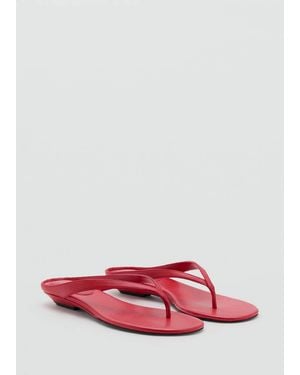 Mango Wedge Leather Sandals - Pink