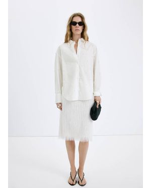 Mango Lyocell Pearl Blouse - White