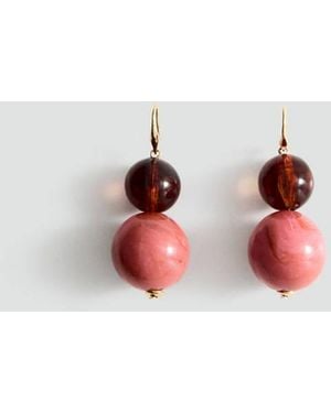 Mango Combined Bead Earrings - Red