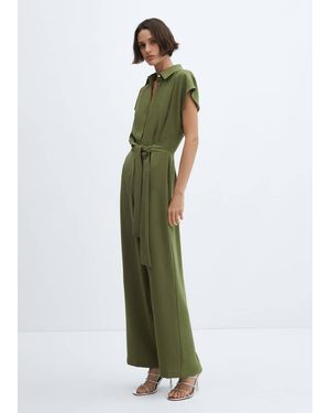 Mango Bow Long Jumpsuit - Green