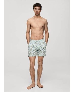 Mango Fruits Print Swim Trunks - Blue