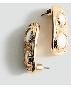 Mango Combined Textured Earrings - White