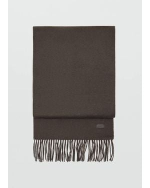 Mango Plain Fringed Scarf - Gray
