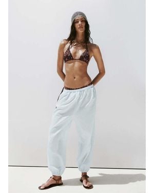 Mango Baggy Cotton Trousers - White