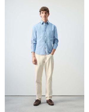 Mango 100% Cotton Relaxed-Fit Shirt - Blue