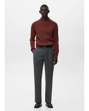 Mango Wool-Blend Rib-Knit Jumper - Red