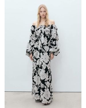 Mango Strapless Floral Dress - White