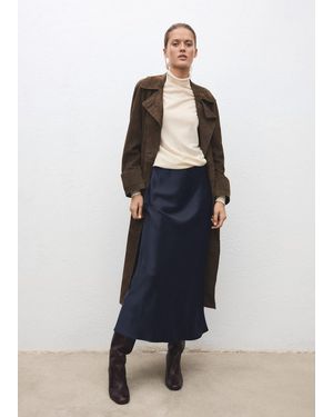 Mango Satin Long Skirt - Brown