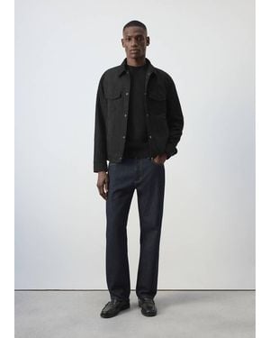 Mango Giacca Denim Collo Camicia Nero