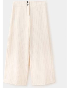 MANGO TEEN Chalk-Stripe Straight Trousers - Natural