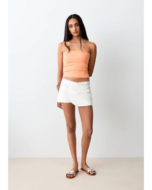 MANGO TEEN Strapless Top - White