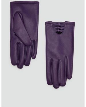 Mango Leather Gloves With Bow Detail - Purple