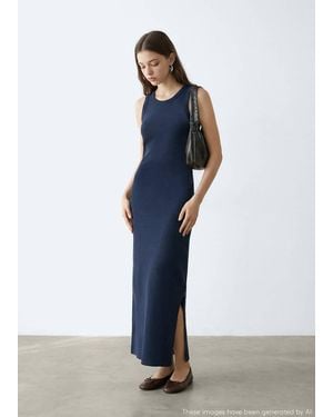 MANGO TEEN Maxi Dress With Slit Details - Blue