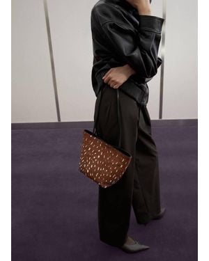 Mango Bambi-Print Fur Shopper Bag - White
