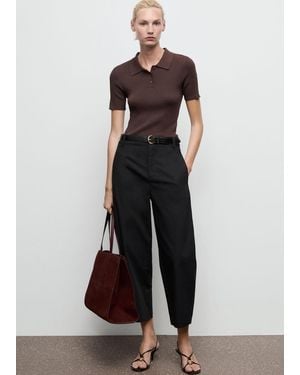 Mango High-Waisted Balloon Pants - Black