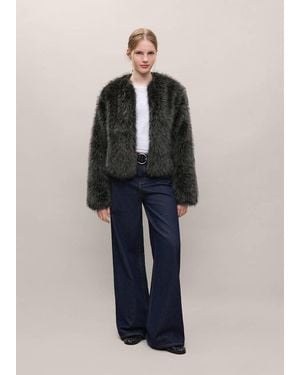 MANGO TEEN Faux-Fur Coat - Blue