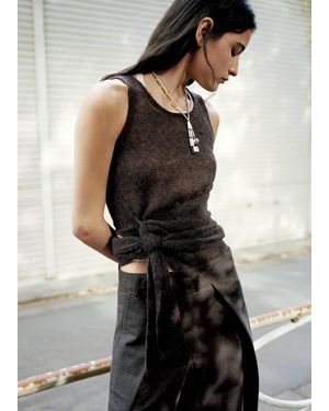 Mango Pendant Necklace With Metallic Pieces - Black