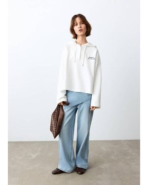 MANGO TEEN Message Cotton Sweatshirt - White
