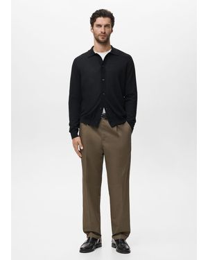 Mango 100% Merino Wool Cardigan - Black