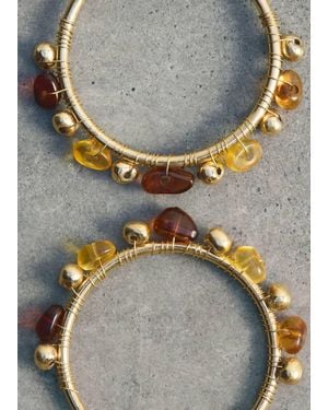Mango Combination Bead Earrings - Metallic