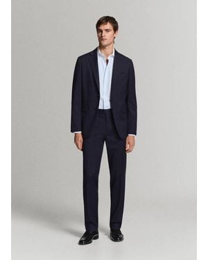 Mango Slim Fit 100% Cotton Striped Formal Shirt - Blue