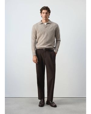 Mango Alpaca Wool Blend Polo Neck Sweater - Gray