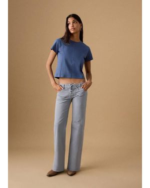 MANGO TEEN Low-Rise Jeans With Cord Drawstring - Blue