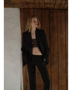 Mango Top Crop Pizzo Nero - Marrone