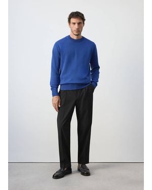 Mango 100% Cotton Mid-Weight Knit Sweater - Blue
