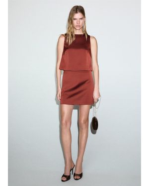 Mango Satin Short Skirt - Red