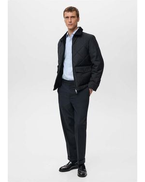 Mango Quilted Water Repellent Jacket - Blue