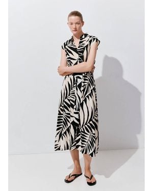 Mango Printed Shirt Dress - White