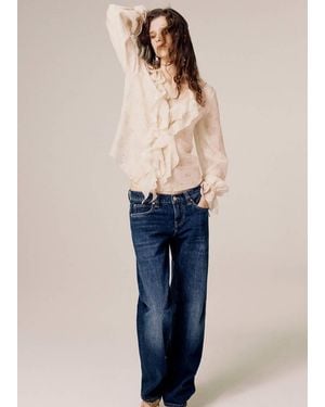 Mango Floral-Print Ruffled Blouse - Natural