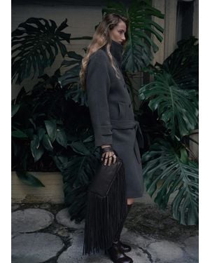 Mango Woollen Coat With Belt - Black