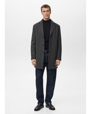 Mango Lightweight Recycled Wool Coat - Black