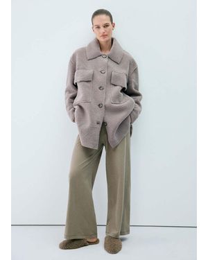 Mango Oversized Sherpa Robe - Gray