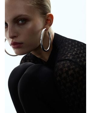 Mango Chunky Hoop Earrings - Black