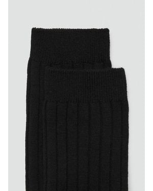 Mango Rippsocken Aus Wollgemisch - Schwarz