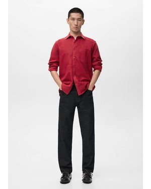 Mango Regular-Fit Linen Shirt With Pocket - Red