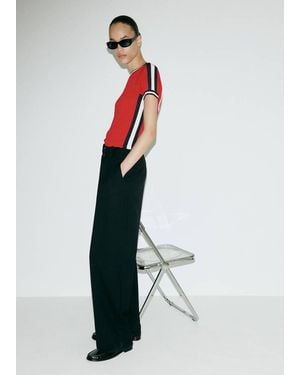 Mango Short-Sleeved Jumper With Contrasting Stripes - Multicolour