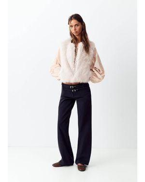 MANGO TEEN Straight Faux Fur Waistcoat - Blue
