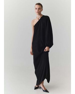 Mango Asymmetric Dress With Necklace - Black