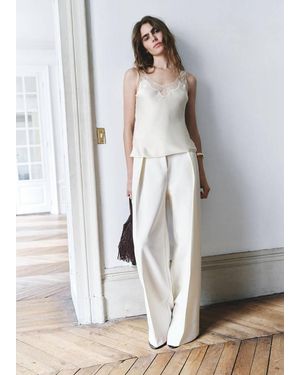 Mango Satin Lace Top - White
