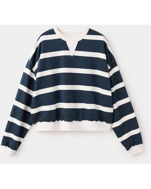 MANGO TEEN Striped Cotton-Blend Sweatshirt - Blue