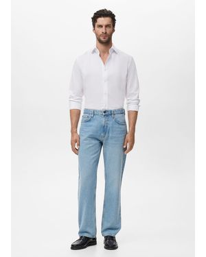 Mango Slim-Fit Baumwollhemd - Blau